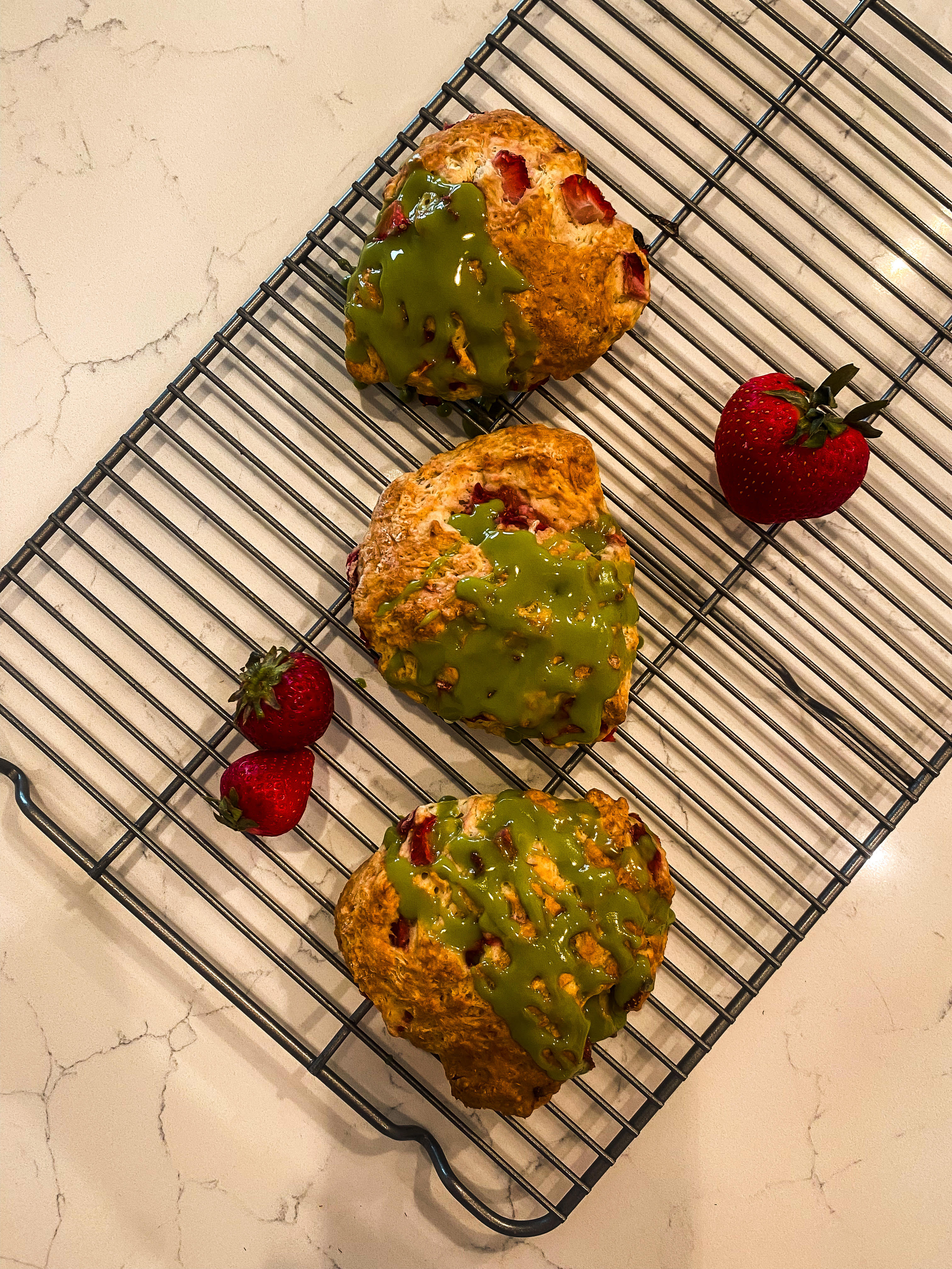 vegan strawberry scones with matcha